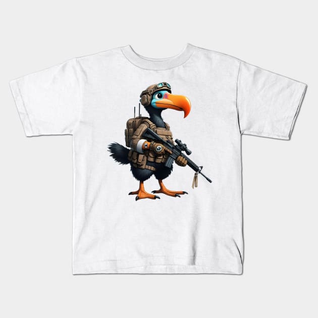 Tactical Dodo Bird Kids T-Shirt by Rawlifegraphic